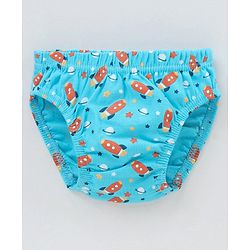 Babyhug Antibacterial Cotton Briefs Rocket And Star Print Pack Of 3 - Blue Orange