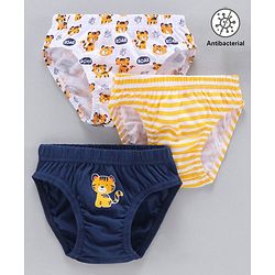 Babyhug Cotton Antibacterial Briefs Pack of 3 - Blue Yellow White
