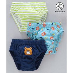 Babyhug Cotton Antibacterial Briefs Pack of 3 - Blue Green