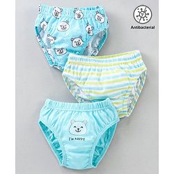 Babyhug Anti Bacterial Briefs Bear Print Pack of 3 - Blue