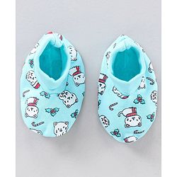 Babyhug 100% Cotton Cap Mitten & Booties set Blue - Diameter 12 cm
