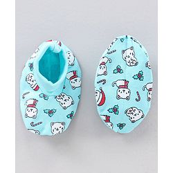 Babyhug 100% Cotton Cap Mitten & Booties set Blue - Diameter 12 cm