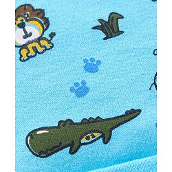 Babyhug 100% Cotton Printed Cap Mittens & Booties Set - Blue
