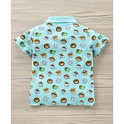 Babyhug Half Sleeves Tshirt And Bottomwear Set Animal Print - Blue AOP Beige