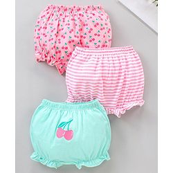 Babyhug Cotton Bloomers Set Printed Pack of 3 - Pink Blue
