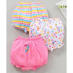 Babyhug Cotton Bloomers Printed Pack of 3- Multicolor