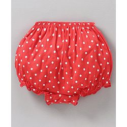 Babyhug Cotton Bloomers Stripes & Polka Dots Print Pack of 3 - Red White