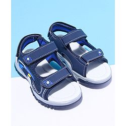 Cute Walk by Babyhug Solid Velcro Sandals with Applique - Blue