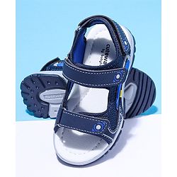 Cute Walk by Babyhug Solid Velcro Sandals with Applique - Blue