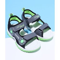 Cute Walk by Babyhug Velcro Sandals Text Print with Applique - Grey