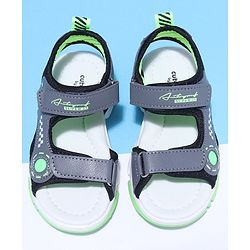 Cute Walk by Babyhug Velcro Sandals Text Print with Applique - Grey