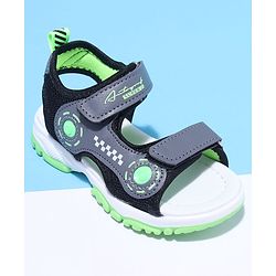 Cute Walk by Babyhug Velcro Sandals Text Print with Applique - Grey