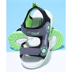 Cute Walk by Babyhug Velcro Sandals Text Print with Applique - Grey