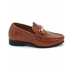 Cute Walk by Babyhug Slip On Formal Shoes Croc Skin Design with Chain Link - Brown