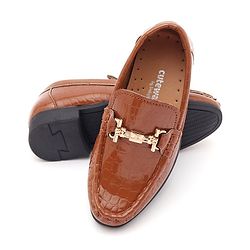 Cute Walk by Babyhug Slip On Formal Shoes Croc Skin Design with Chain Link - Brown