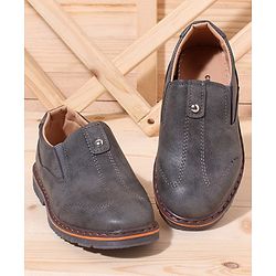 Cute Walk by Babyhug Slip On Formal Shoes Stitched Design - Grey