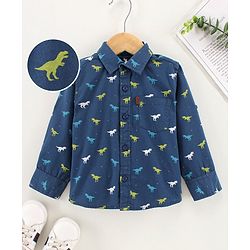 Babyhug Full Sleeves Shirt Dinosaur Print - Blue