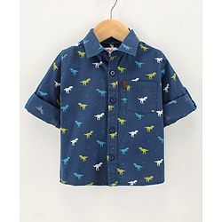 Babyhug Full Sleeves Shirt Dinosaur Print - Blue