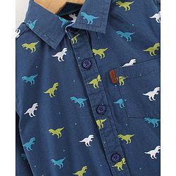 Babyhug Full Sleeves Shirt Dinosaur Print - Blue