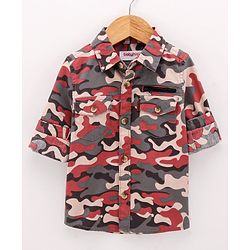 Babyhug Full Sleeves Printed Shirt - Khaki
