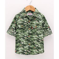 Babyhug Full  Sleeves Printed Shirt - Green