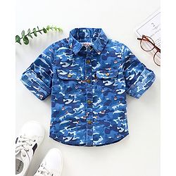 Babyhug Full  Sleeves Printed Shirt - Blue
