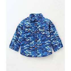 Babyhug Full  Sleeves Printed Shirt - Blue