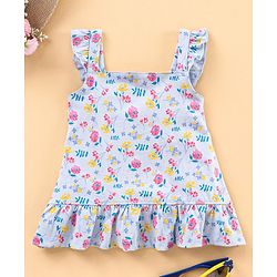 Babyhug Singlet Printed Tee With Frill Detailing - Multicolor