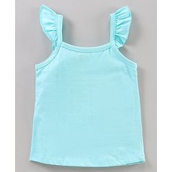 Babyhug Flutter Sleeves Top Kitty Print - Light Blue