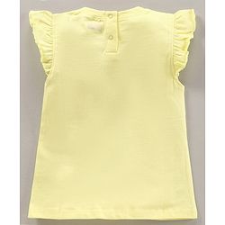 Babyhug Short Sleeves Cotton Top with Floral Corsage and Print - Yellow