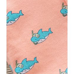 Babyhug Half Sleeves Knitted Shirt Shark Print - Orange
