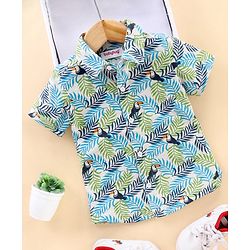 Babyhug Half Sleeve Cotton Knitted Shirt Printed - Blue
