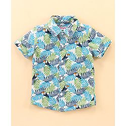 Babyhug Half Sleeve Cotton Knitted Shirt Printed - Blue