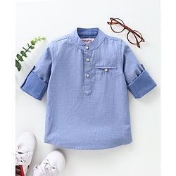 Babyhug Full Sleeves Solid Shirt - Blue