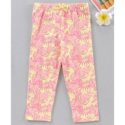 Babyhug Knit Full Length Leggings All Over Print - Pink