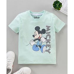 Babyhug Half Sleeves T-Shirt Mickey Print - Light Green