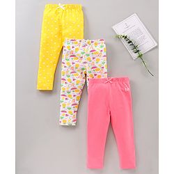 Babyhug Full Length All Over Print Leggings Pack of 3 - Multicolor