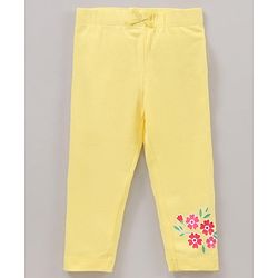 Babyhug Cotton Lycra Full Length Leggings Printed & Stripes Pack of 3 - Yellow Pink Green