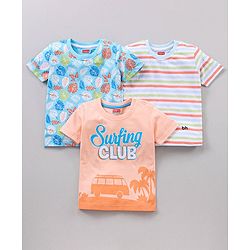 Babyhug Half Sleeves Printed T-Shirts Pack of 3 - Multicolor