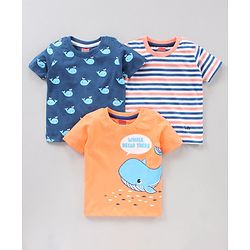 Babyhug Half Sleeves T-Shirts Dolphin Print Pack of 3 - Multicolor