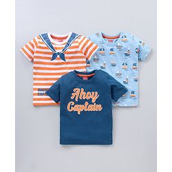 Babyhug Half Sleeves T-Shirts Multi Print Pack Of 3 - Multicolor