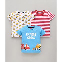 Babyhug Cotton Half Sleeves T-Shirt Printed Pack of 3 - Red White Blue
