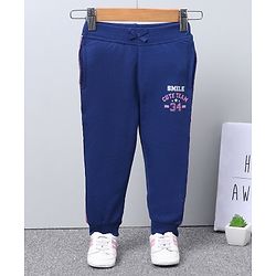 Babyhug Knit Full Length Lounge Pant Text Print - Navy
