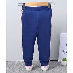 Babyhug Knit Full Length Lounge Pant Text Print - Navy