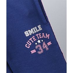 Babyhug Knit Full Length Lounge Pant Text Print - Navy