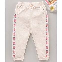 Babyhug Full Length Knit Lounge Pants with Side Panels - Beige
