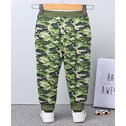 Babyhug Full Length Knit Lounge Pants Camouflage Print - Green