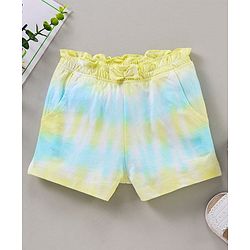 Babyhug Above Knee Length Shorts With Bow - Blue Yellow