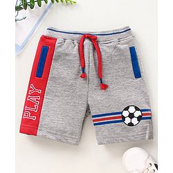 Babyhug Mid Thigh Shorts Football Print - Grey