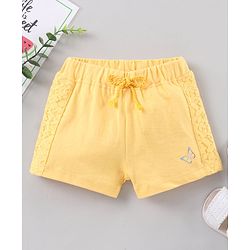 Babyhug Cotton Shorts Butterfly Print - Yellow